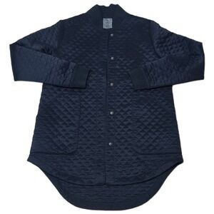 D.Y.I. Quilted Bomber Jacket Navy Blue Snap‎ Front Long Sleeve Women's Small